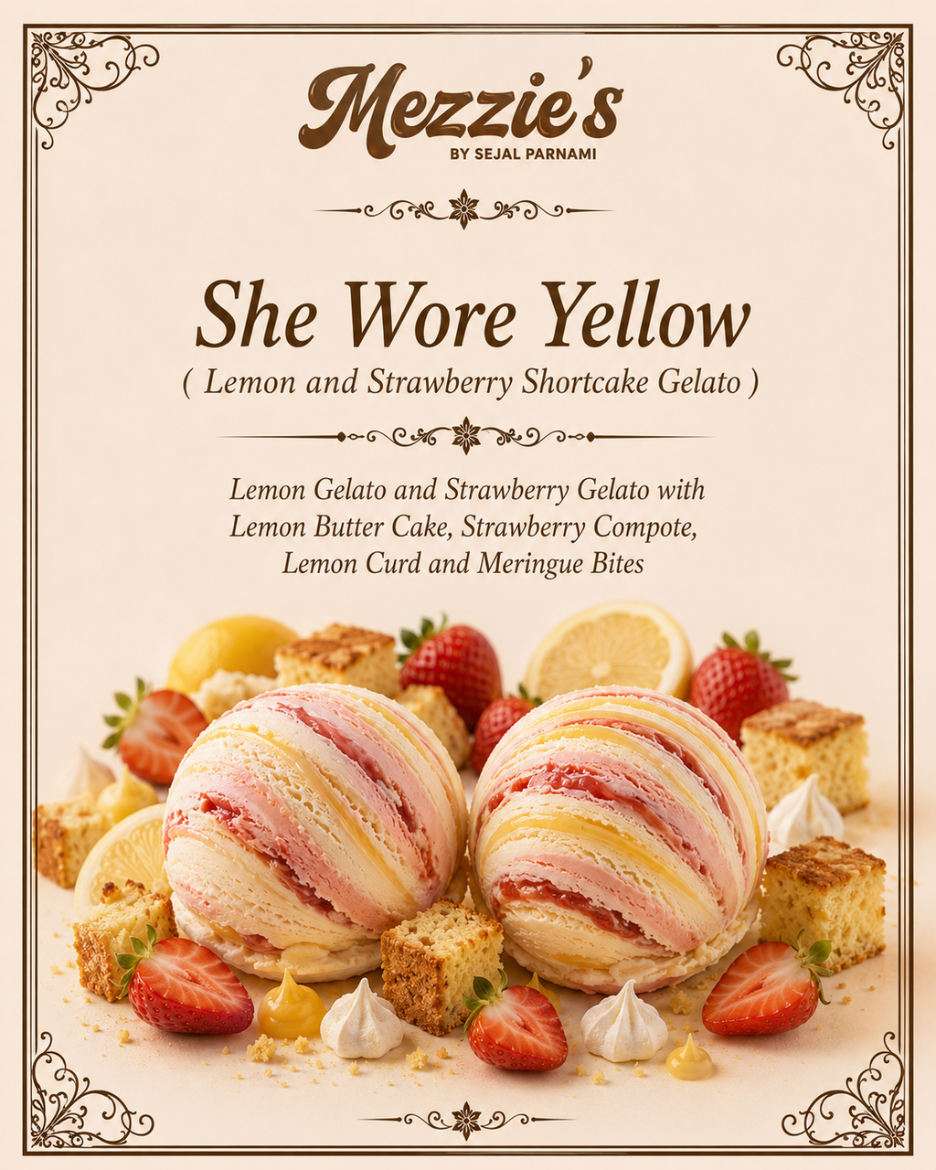She Wore Yellow- Lemon and Strawberry Shortcake Gelato