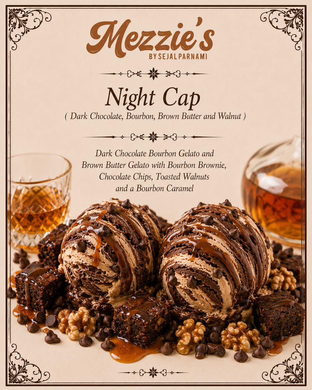 Night Cap - Dark Chocolate Bourbon, Brown Butter and Walnut Gelato