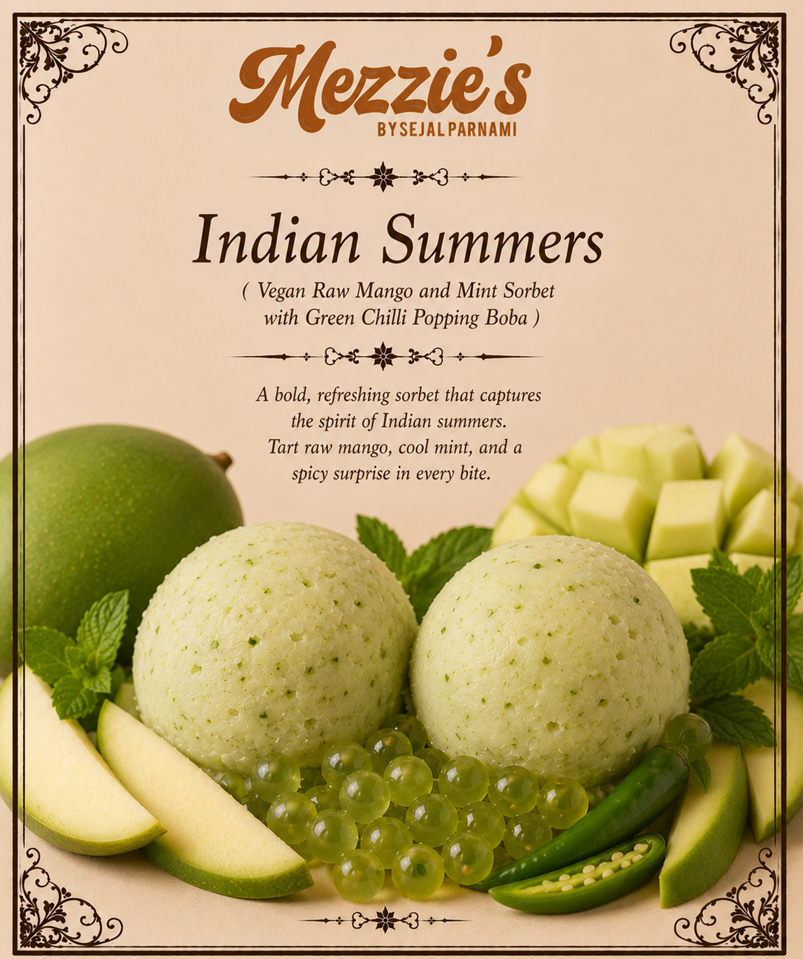Indian Summers - Vegan Raw Mango and Mint Sorbet
