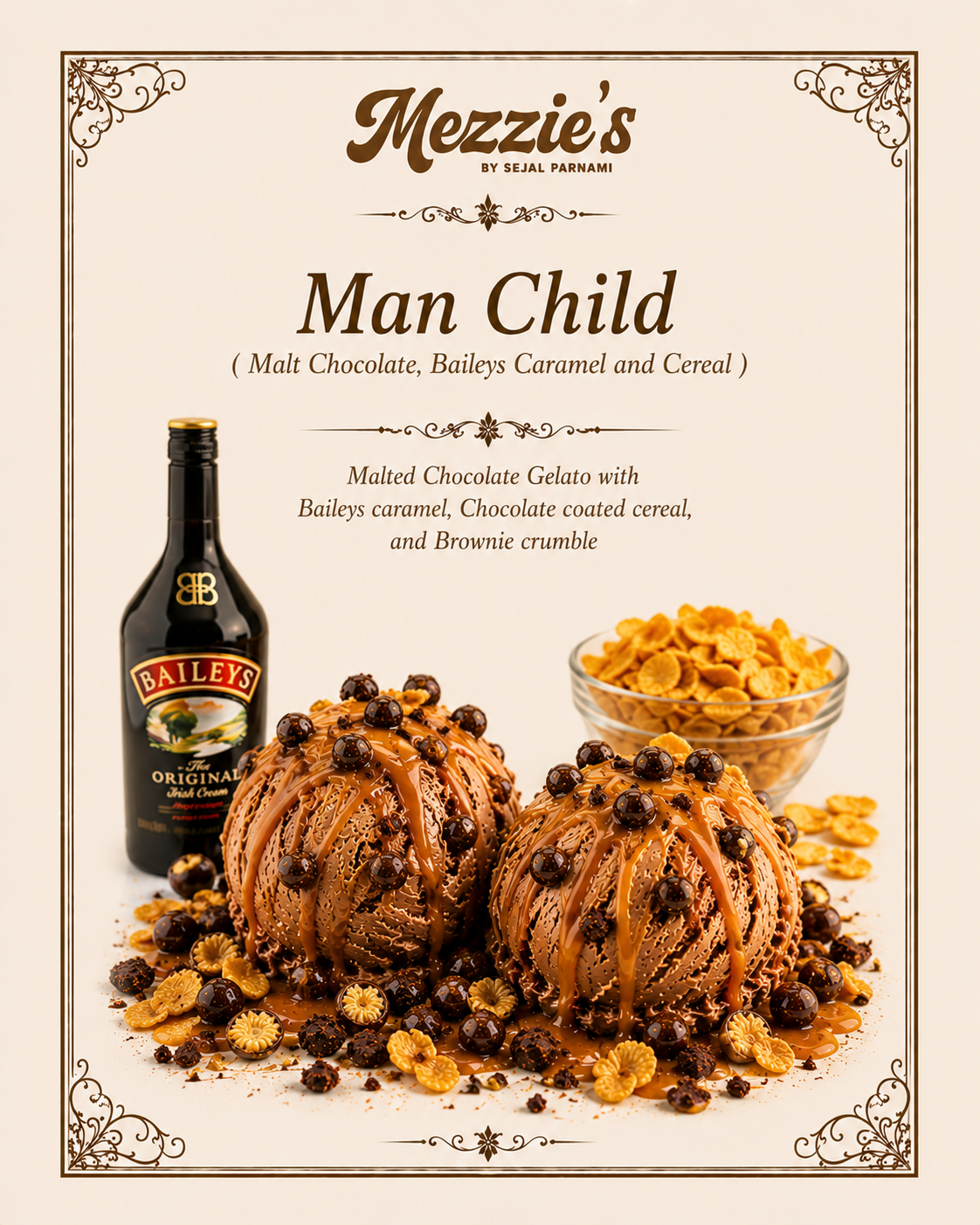 Man Child - Malt Chocolate, Baileys Caramel and Cereal Gelato