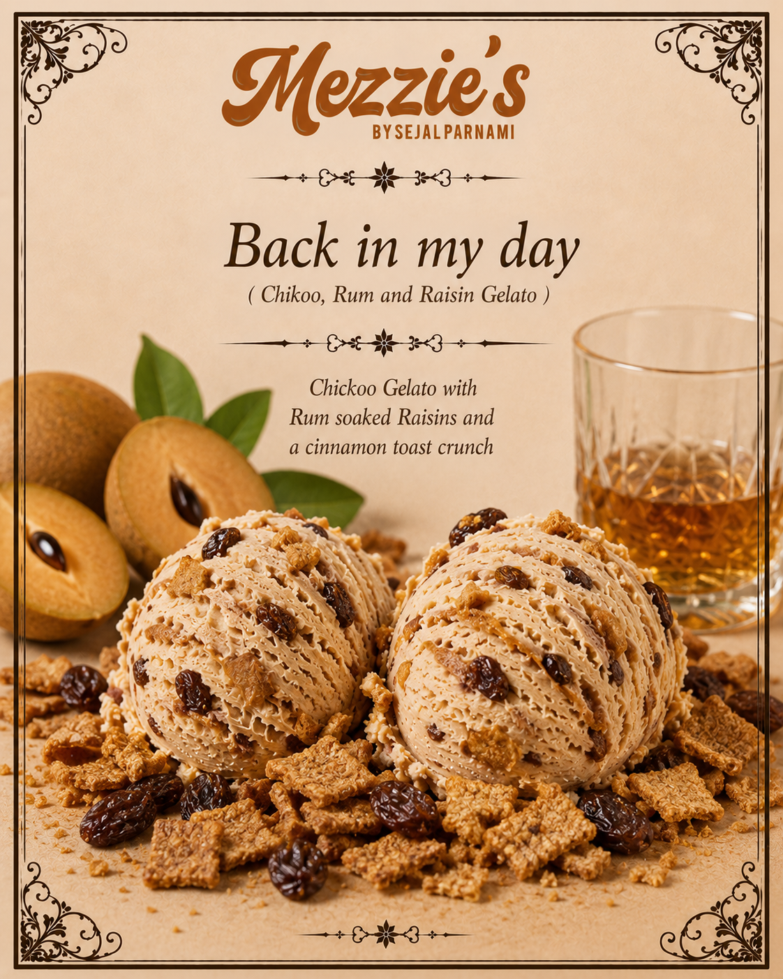 Back in my Day - Chikoo, Rum and Raisin Gelato